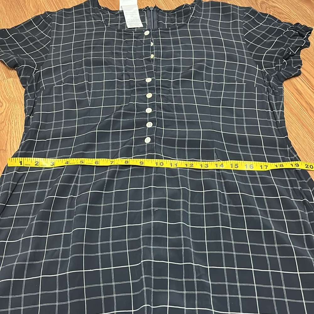 LAURA ASHLEY Maxi Dress Cottagecore Pilgrim Vintage Black gray Checkered Size 10 - Picture 10 of 12
